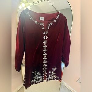 Chic Burgundy Embellished Women's Kurta